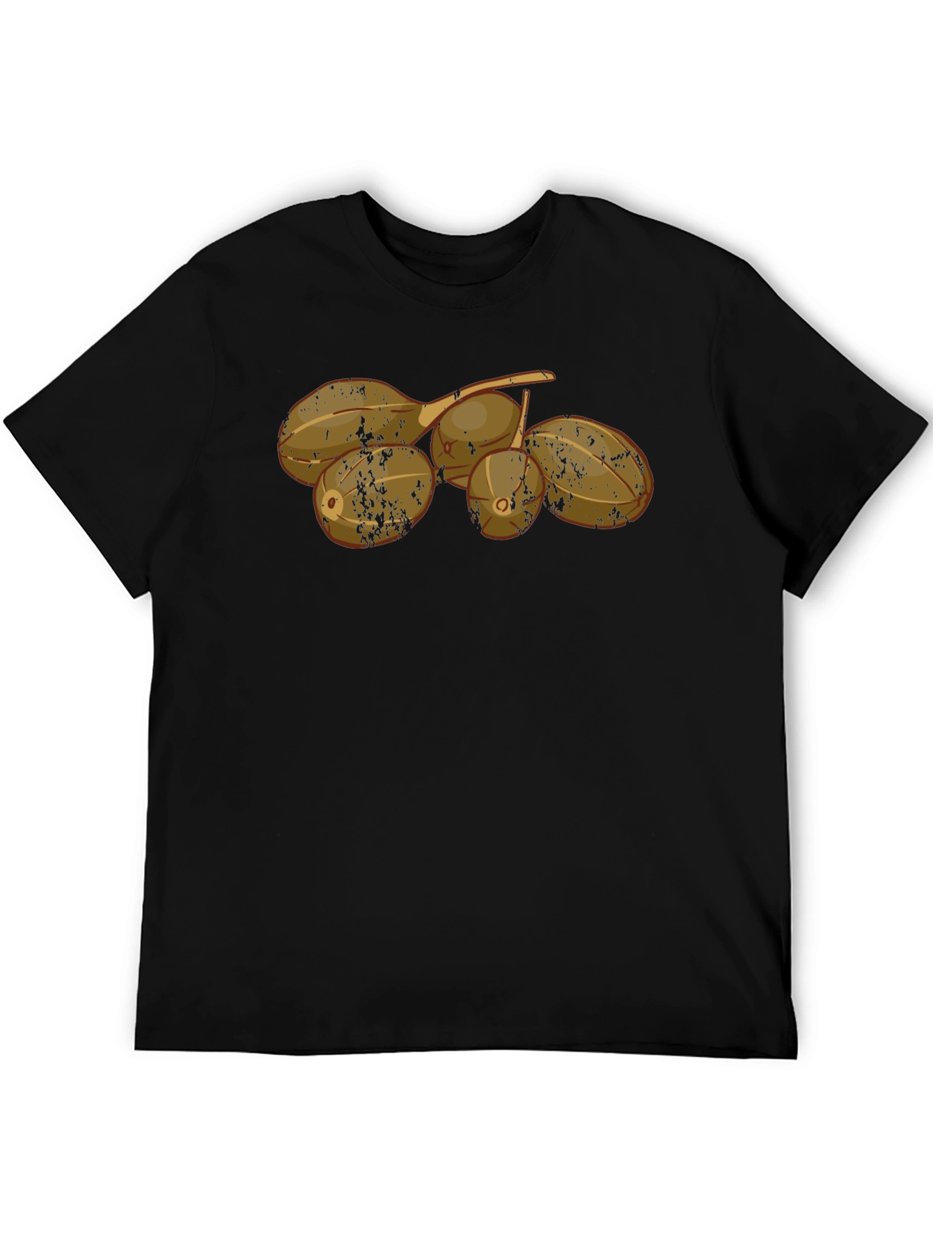 Camiseta Negra con Diseño de Frutas Tropicales
