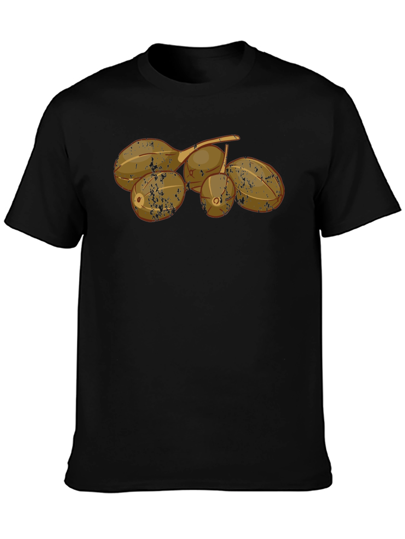 Camiseta Negra con Diseño de Frutas Tropicales