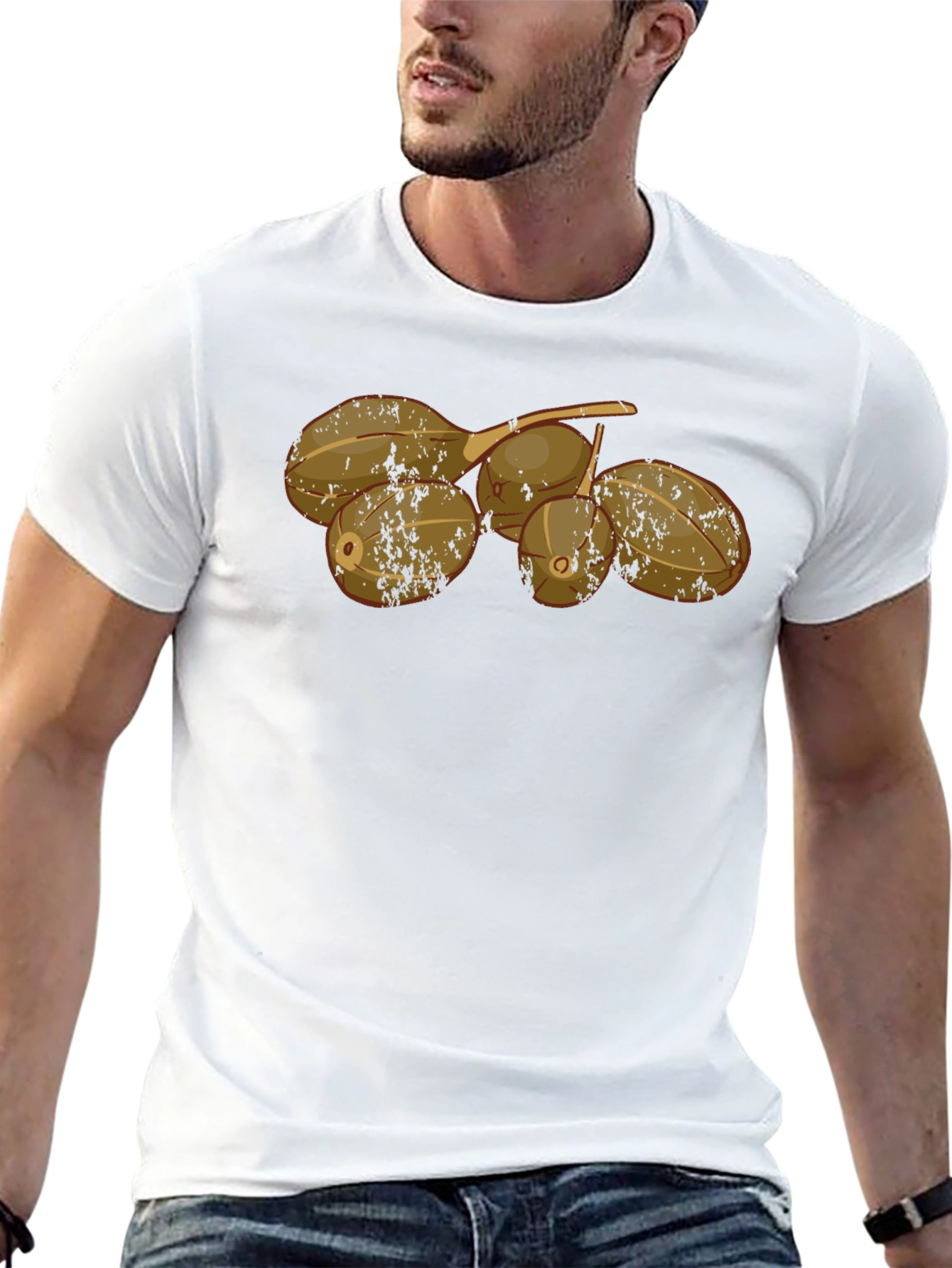 Camiseta Negra con Diseño de Frutas Tropicales
