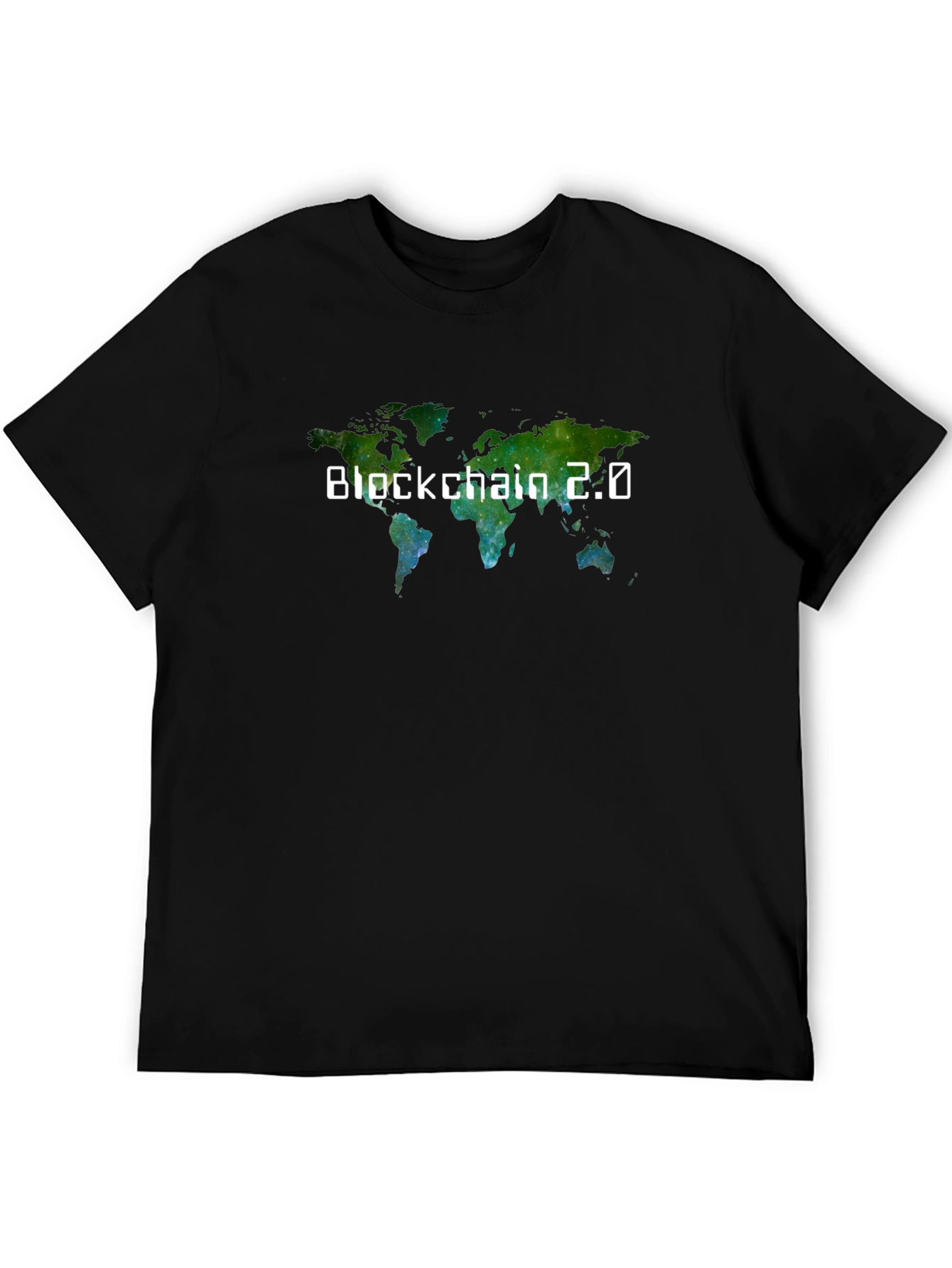 Camiseta Negra Blockchain 2.0 Mapa Mundial