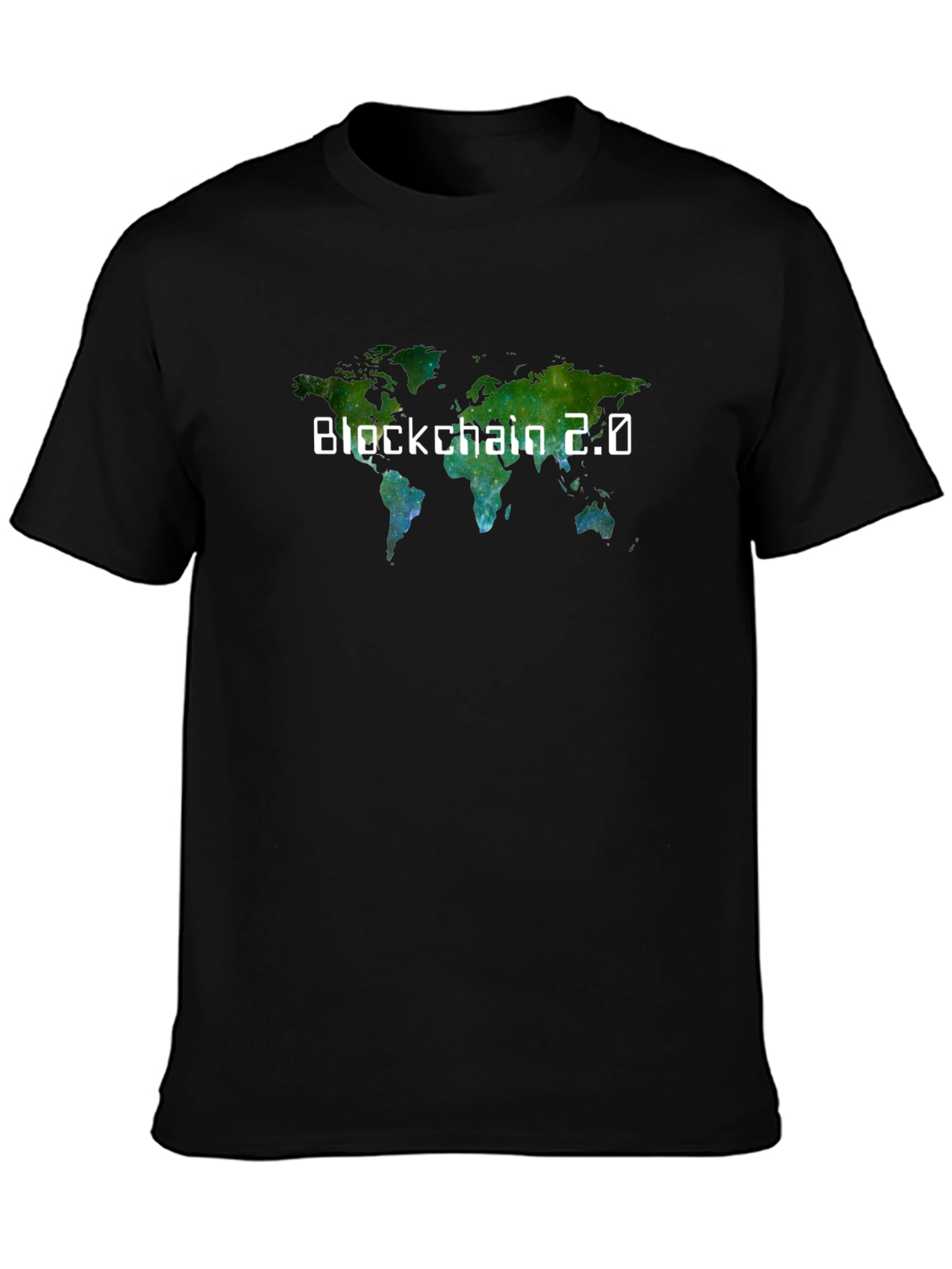 Camiseta Negra Blockchain 2.0 Mapa Mundial