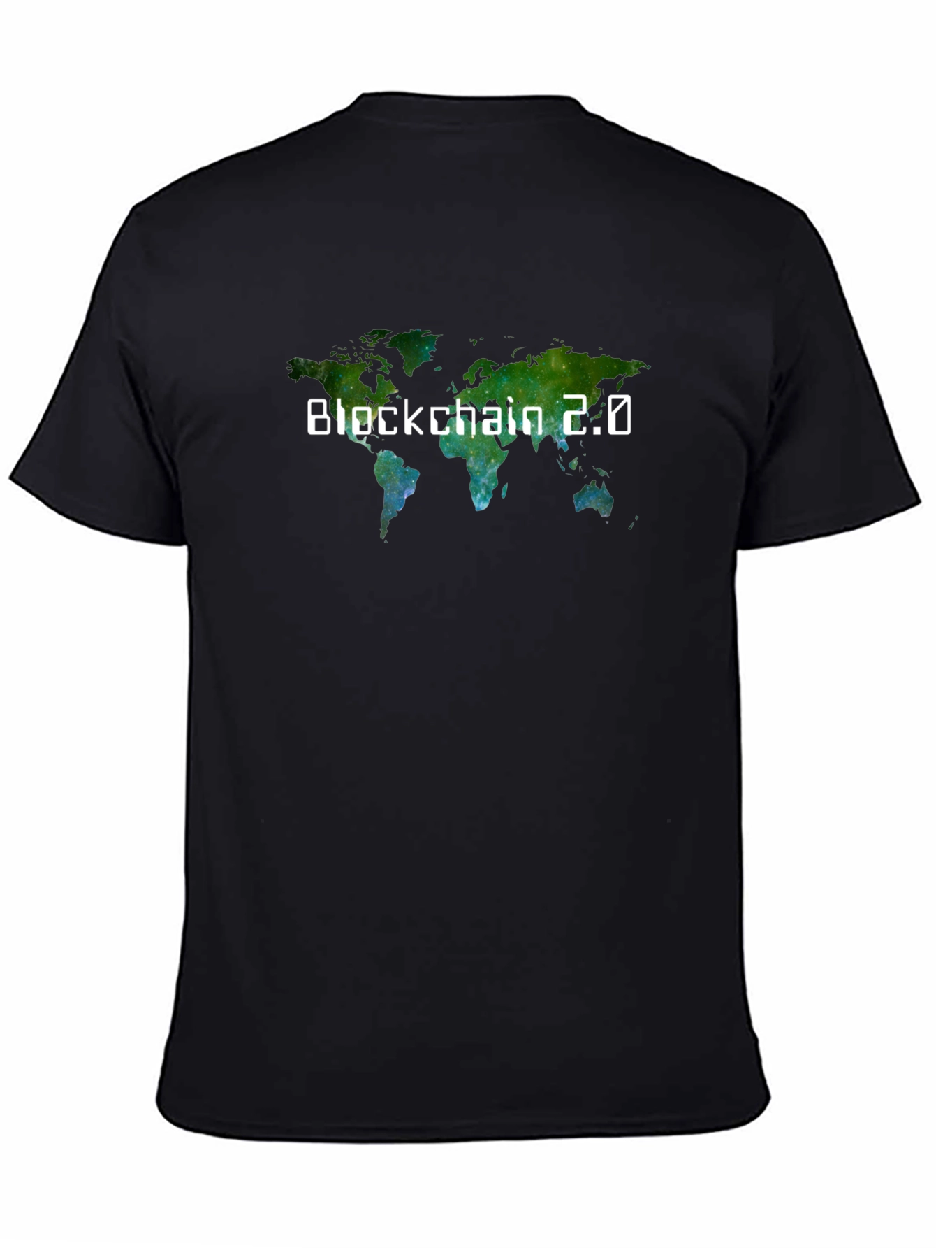 Camiseta Negra Blockchain 2.0 Mapa Mundial