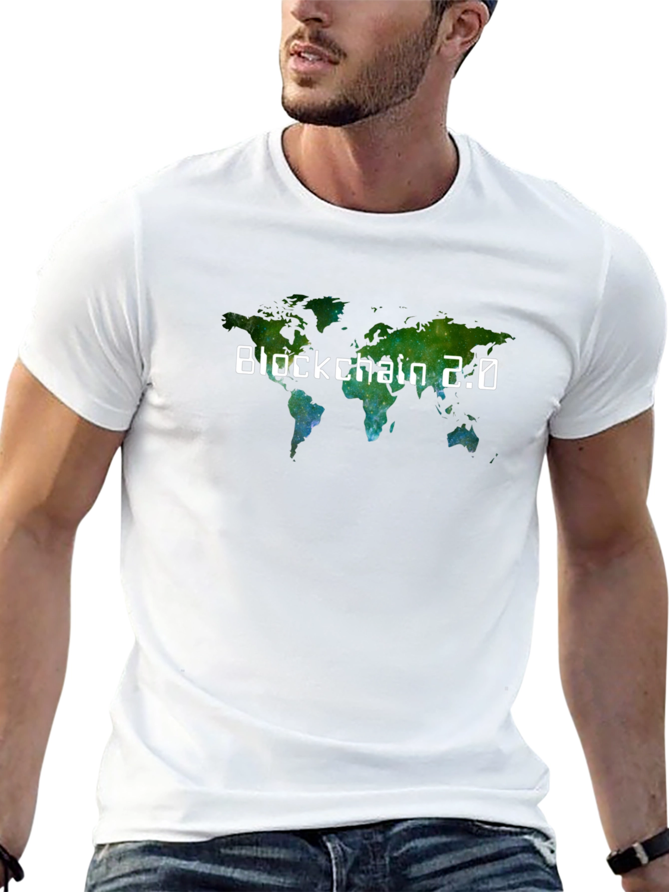 Camiseta Negra Blockchain 2.0 Mapa Mundial