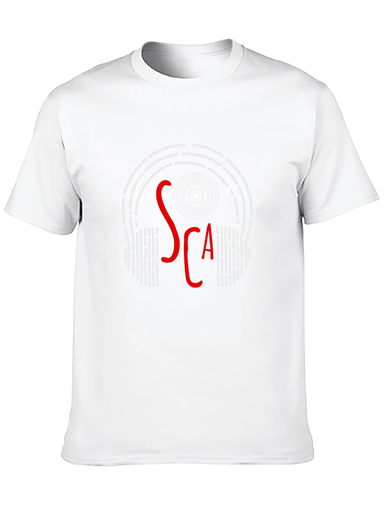 Camiseta Negra con Diseño de Auriculares y Texto SCA