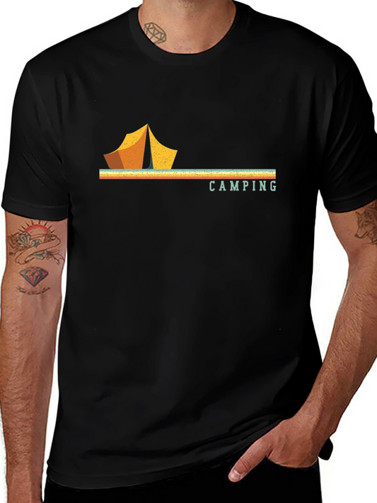 Camiseta Negra con Diseño de Camping Vintage