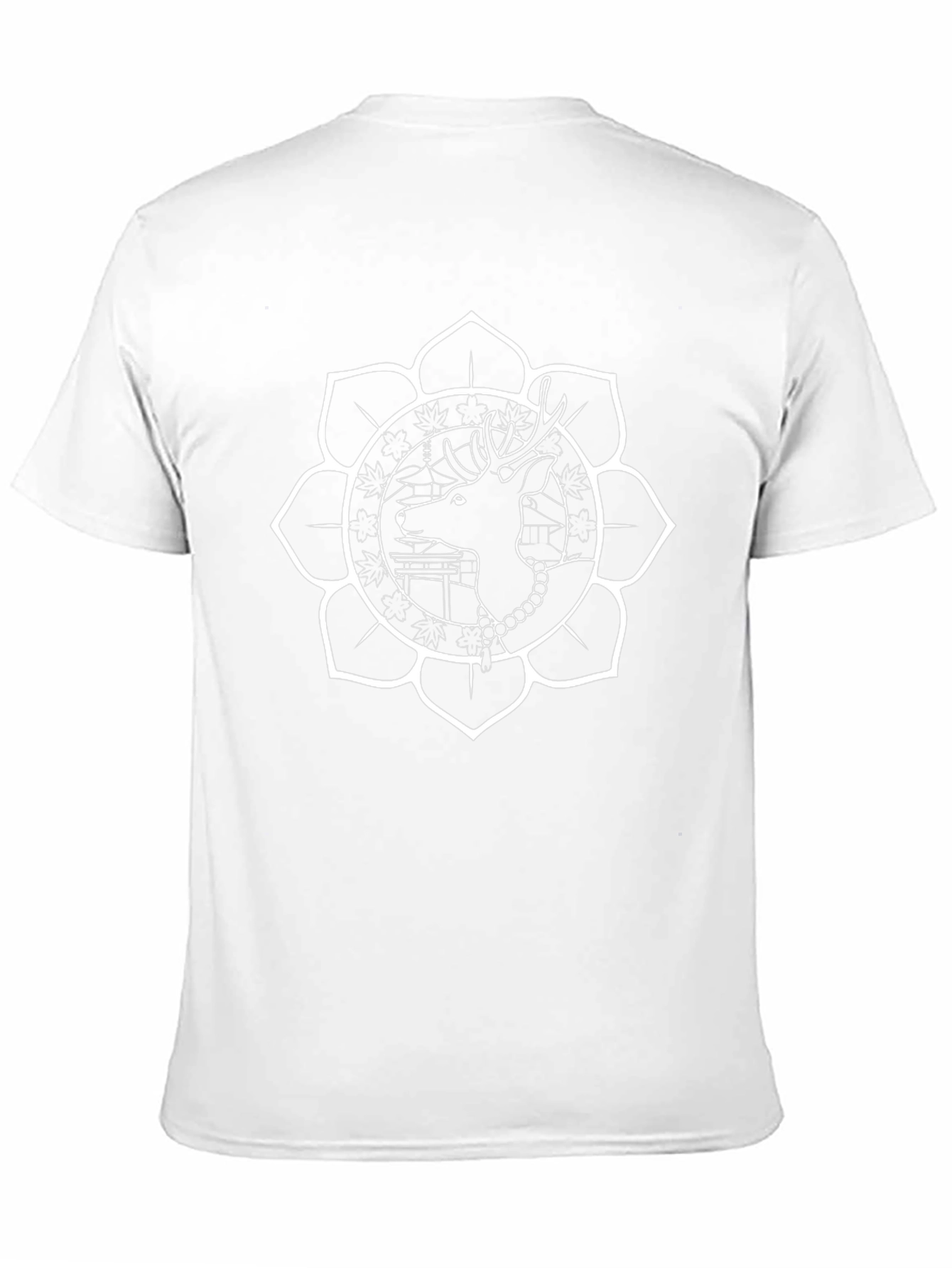 Camiseta Negra con Diseño Floral de Ciervo Estilizado