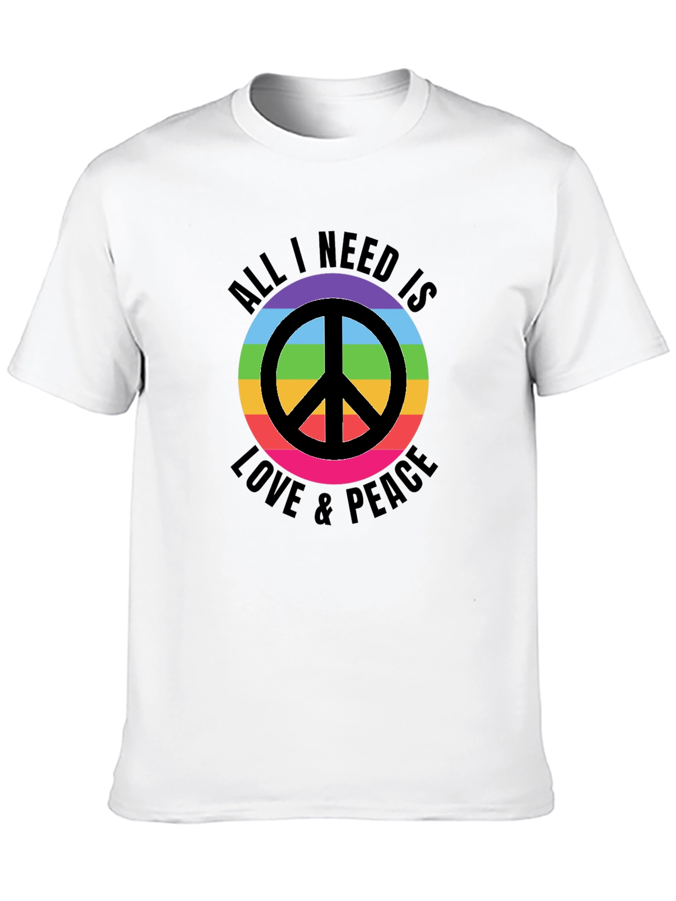 Camiseta Negra con Diseño de Paz y Amor