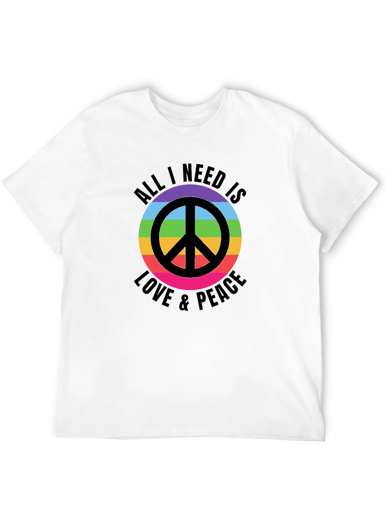 Camiseta Negra con Diseño de Paz y Amor