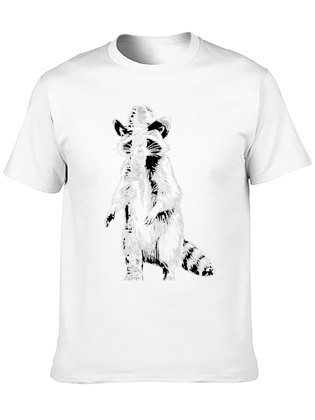 Camiseta Negra con Diseño de Mapache Vaquero