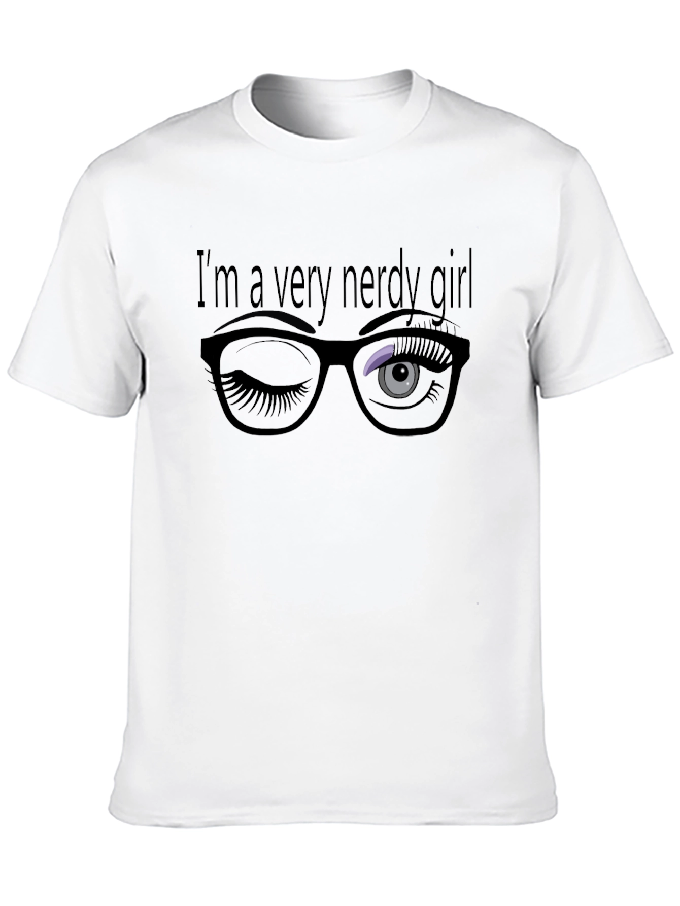 Camiseta Negra: Chica Muy Nerd con Gafas