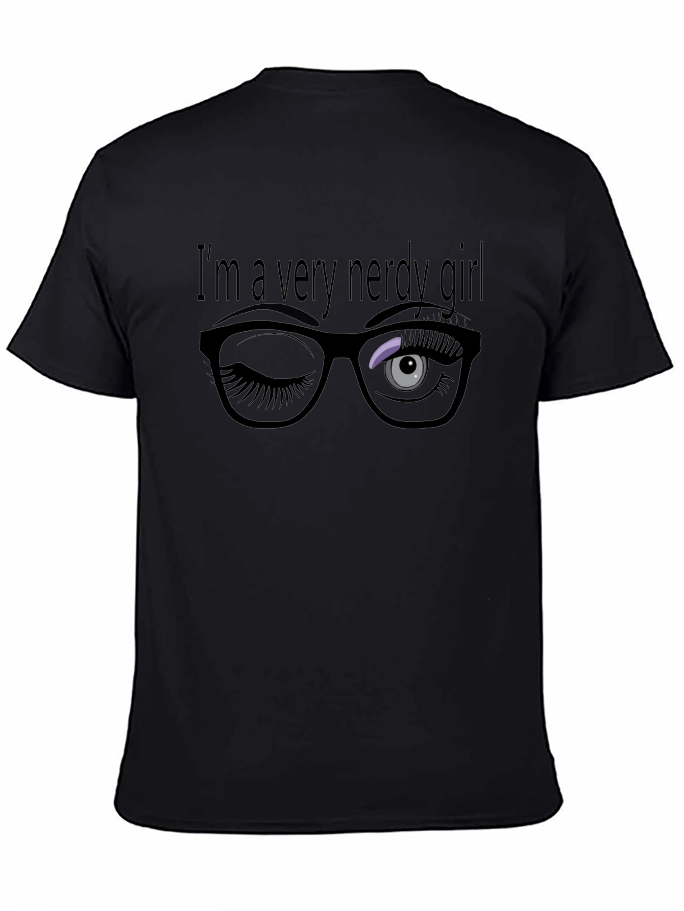 Camiseta Negra: Chica Muy Nerd con Gafas