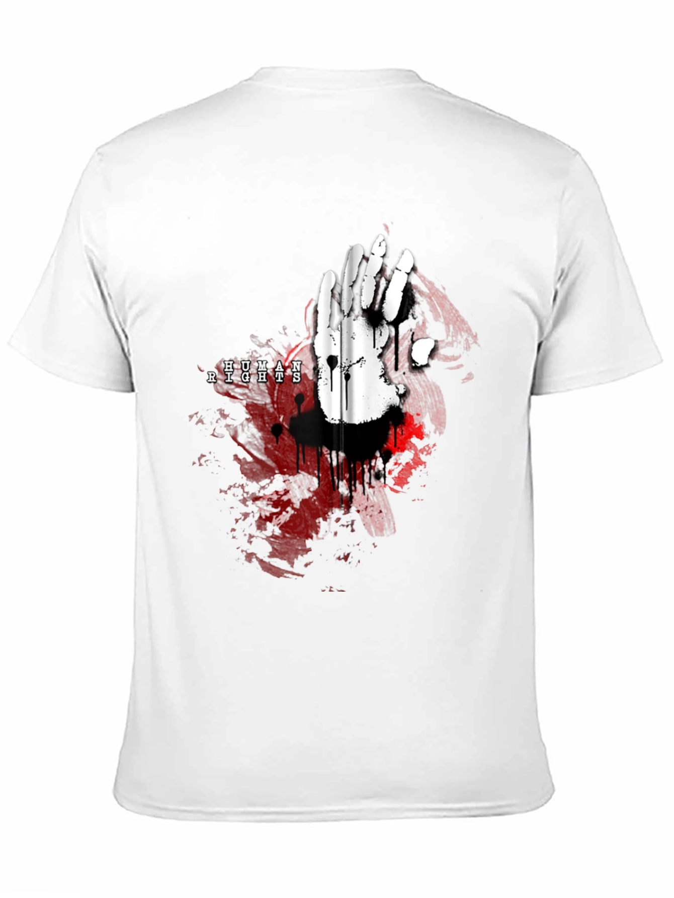 Camiseta Negra con Diseño de Mano y Derechos Humanos
