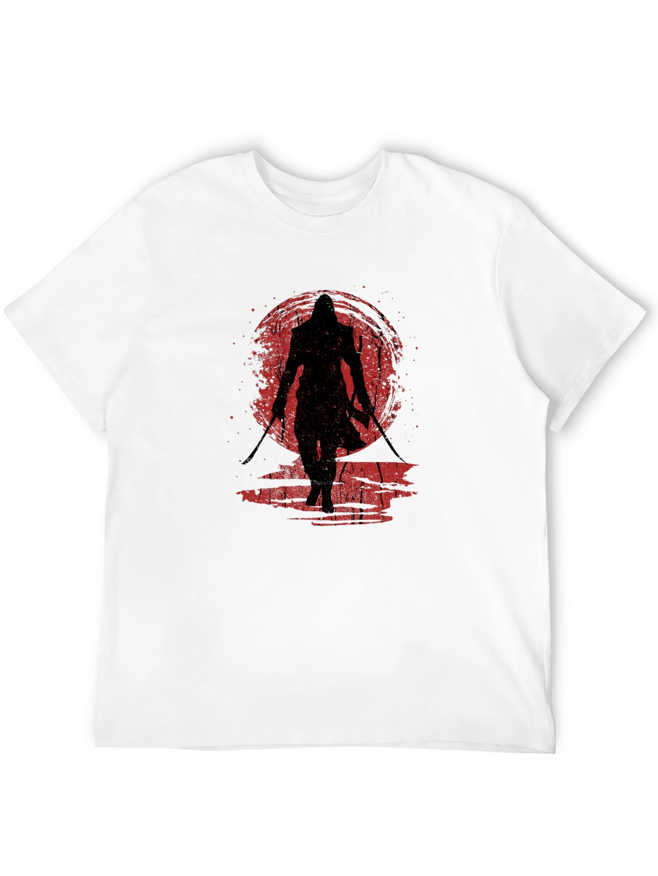 Camiseta Negra Ninja Guerrero Sol Rojo