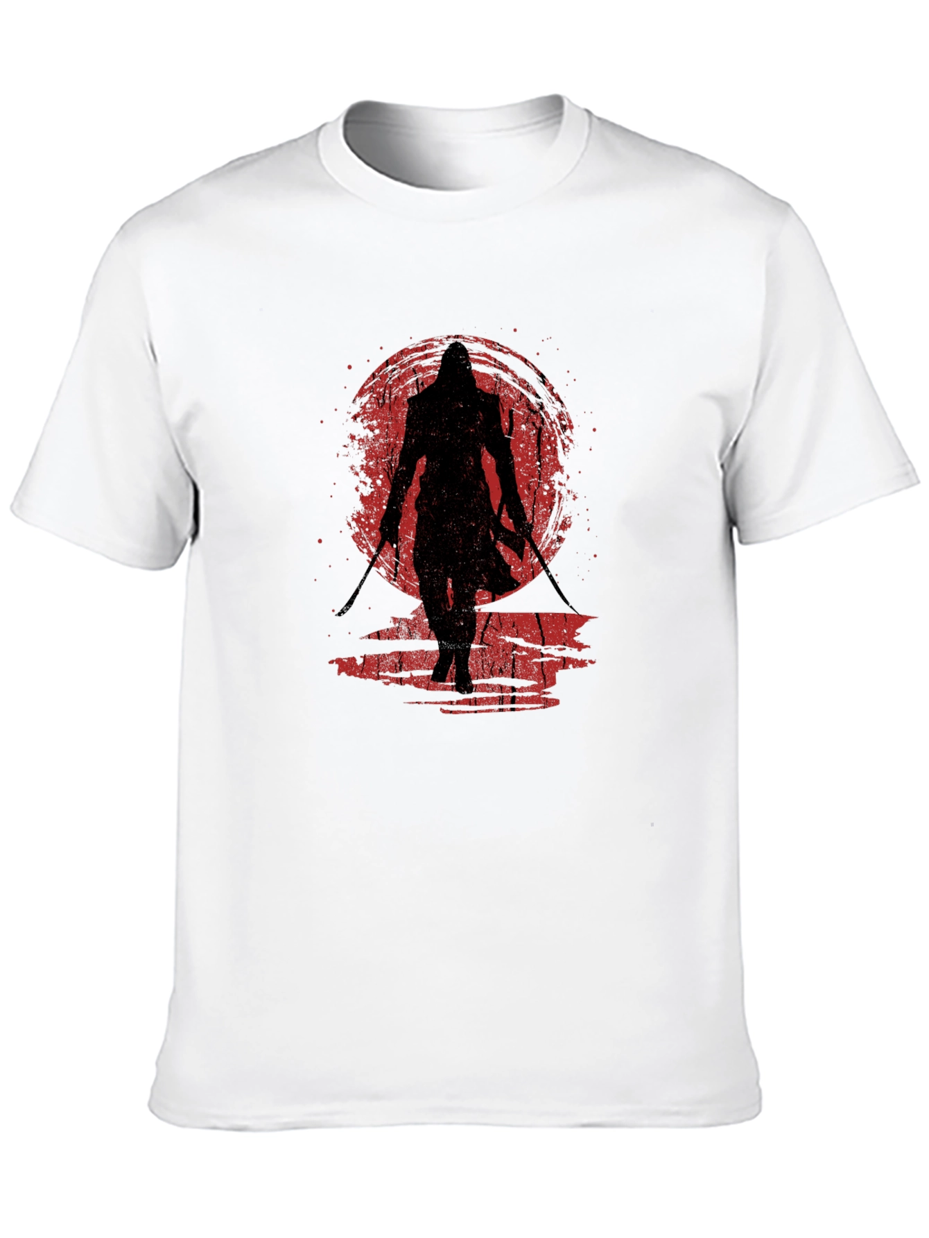 Camiseta Negra Ninja Guerrero Sol Rojo