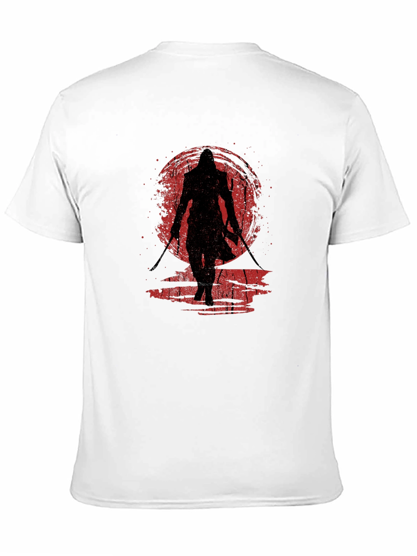 Camiseta Negra Ninja Guerrero Sol Rojo