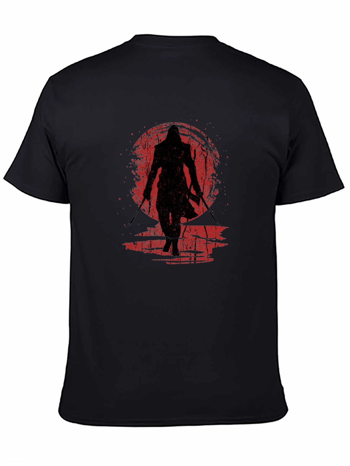 Camiseta Negra Ninja Guerrero Sol Rojo