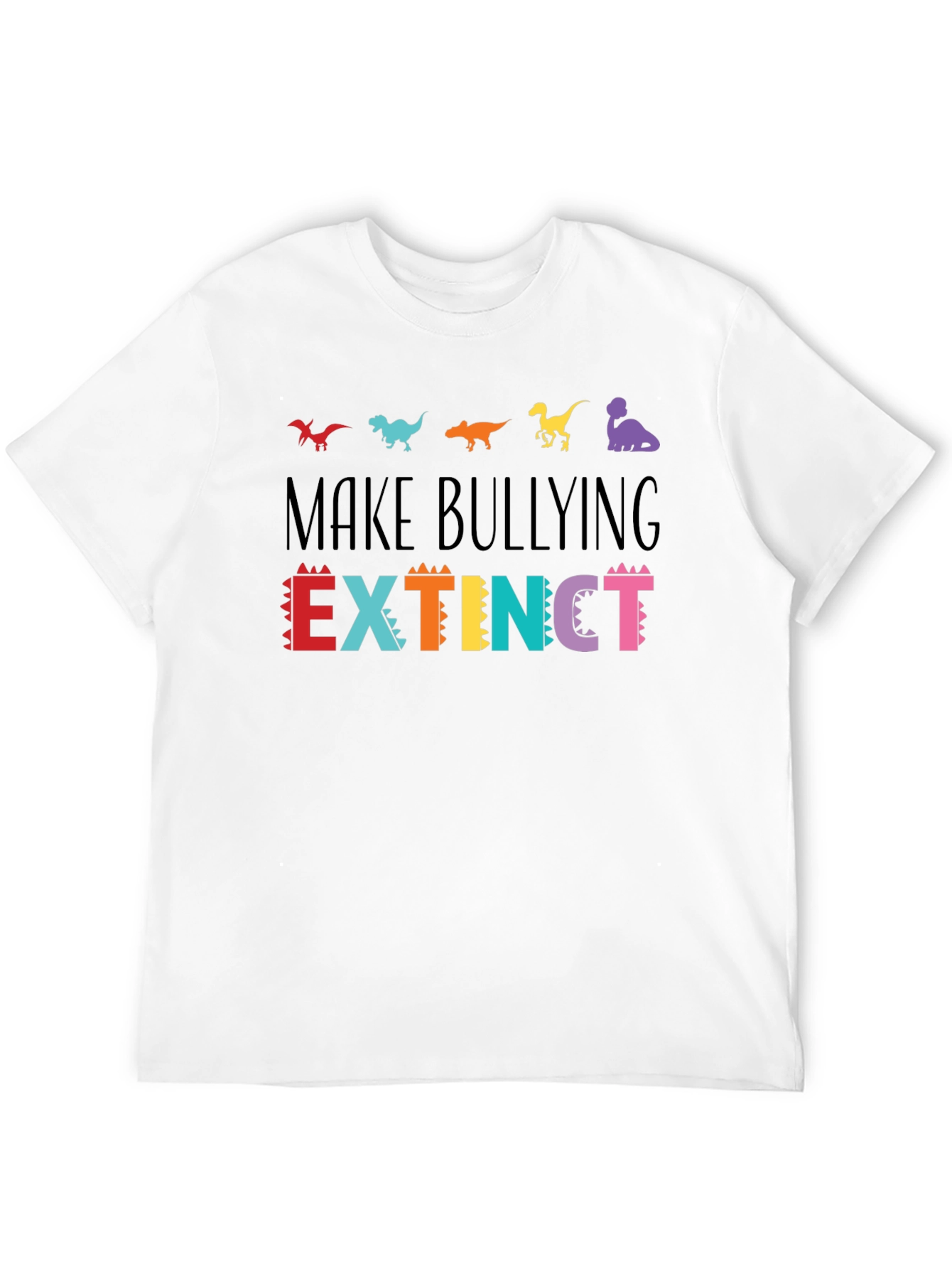 Camiseta Negra Anti-Bullying Diseño Dinosaurios