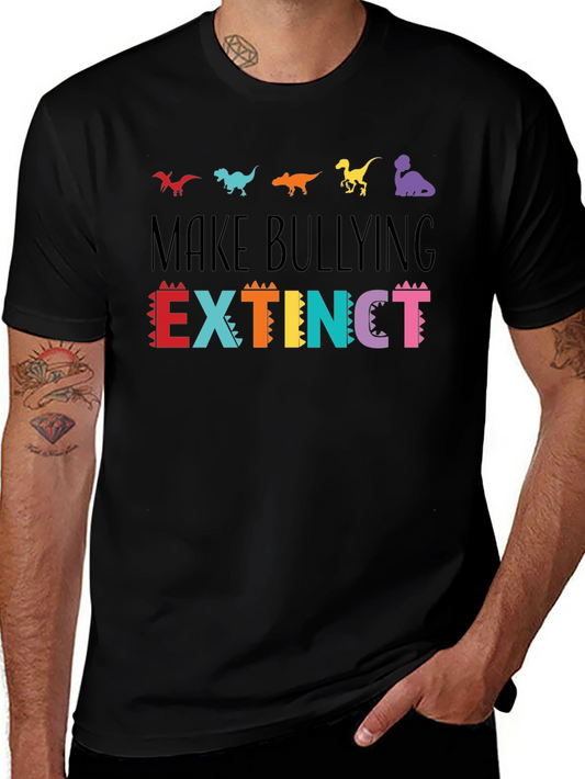 Camiseta Negra Anti-Bullying Diseño Dinosaurios