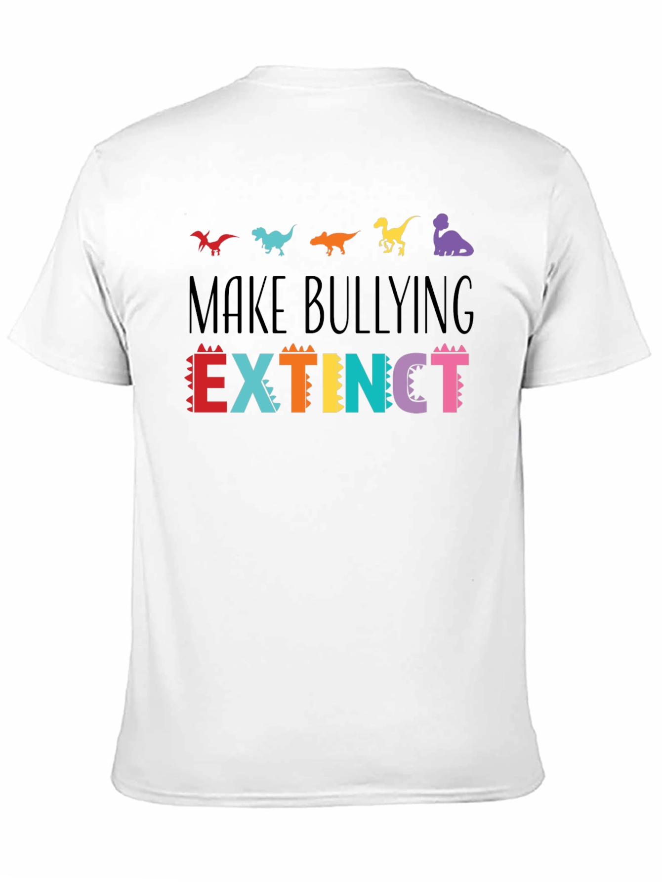 Camiseta Negra Anti-Bullying Diseño Dinosaurios