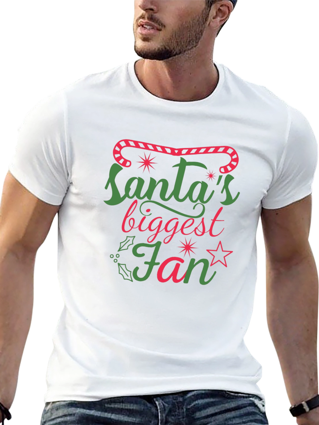 Camiseta Negra Santas Biggest Fan