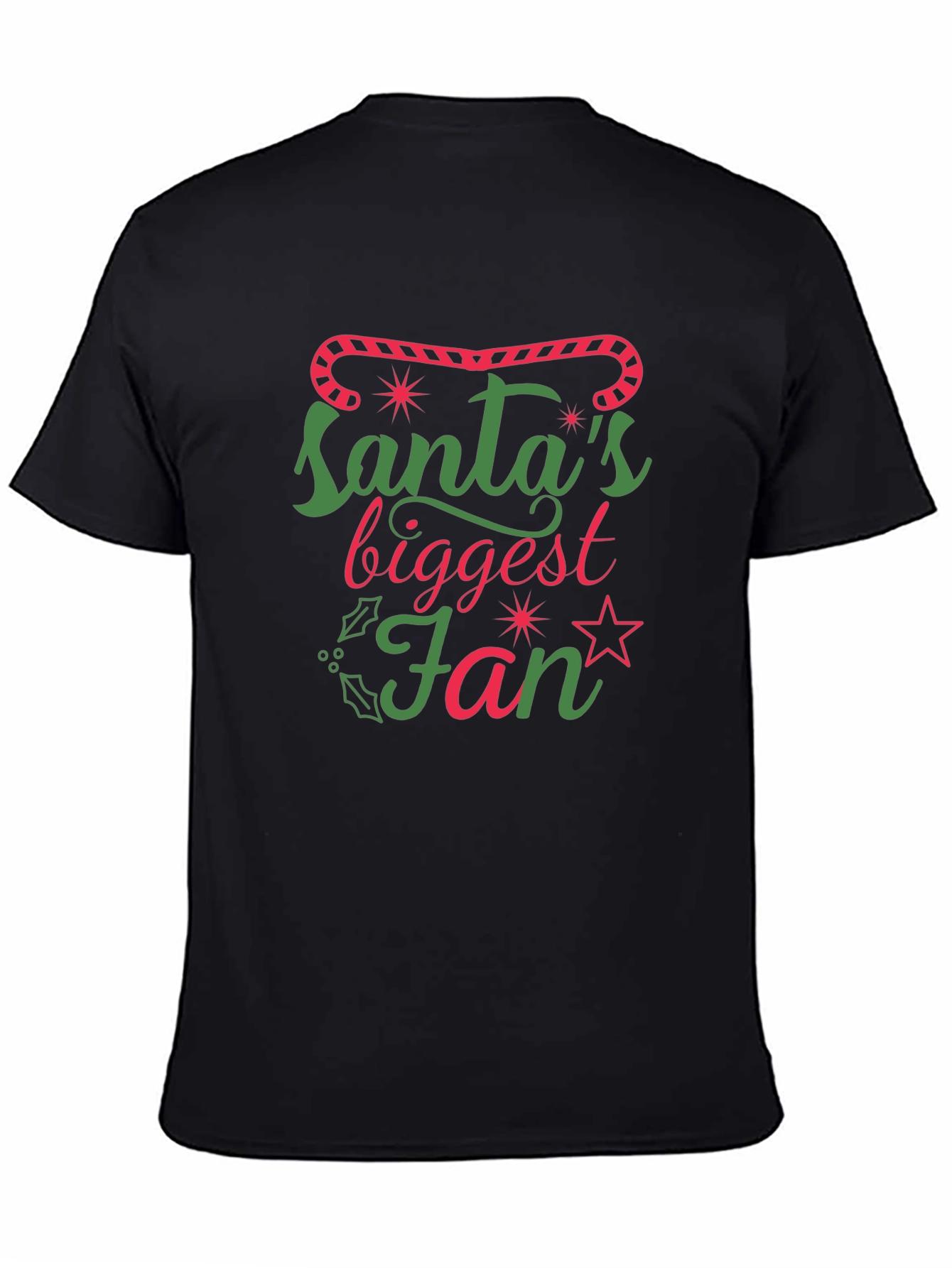 Camiseta Negra Santas Biggest Fan