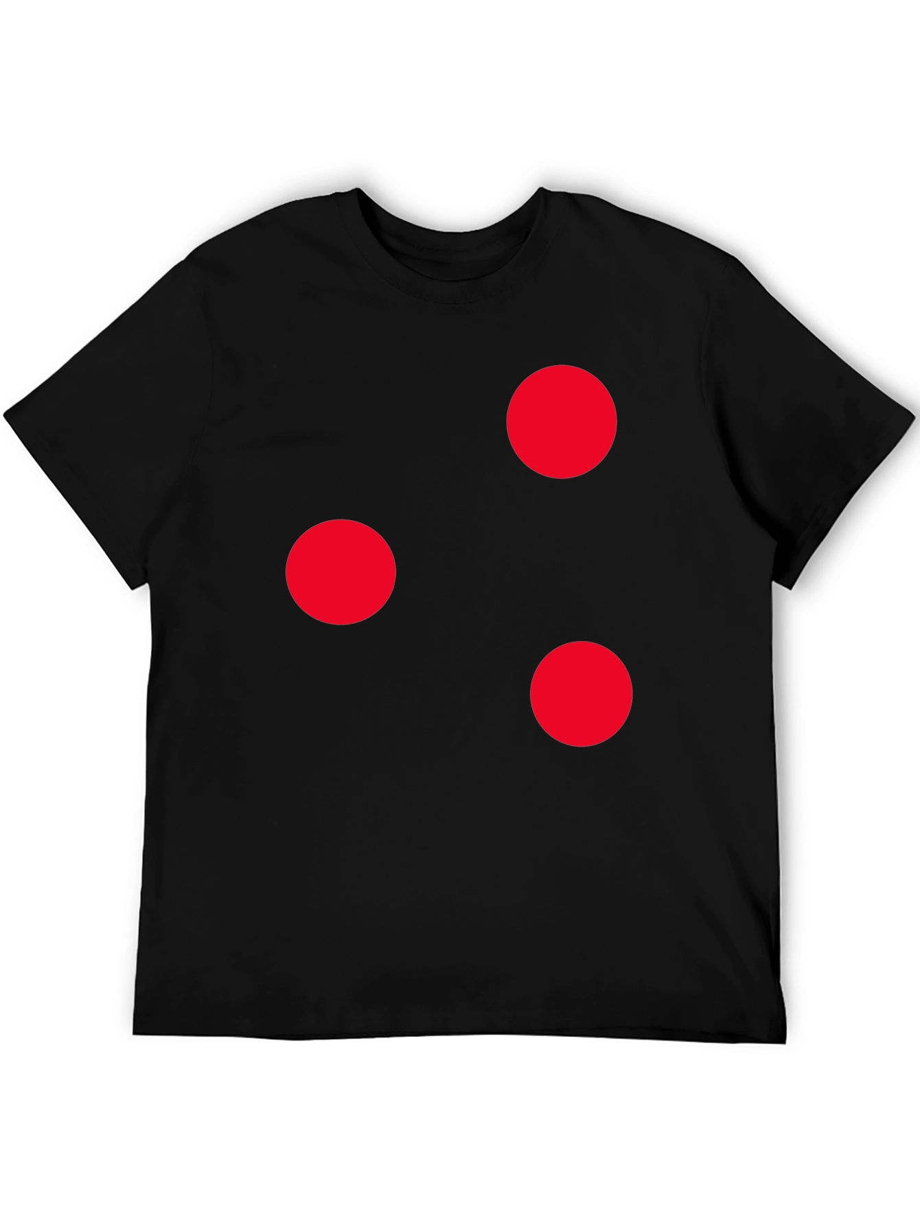 Camiseta Negra con Círculos Rojos Casual