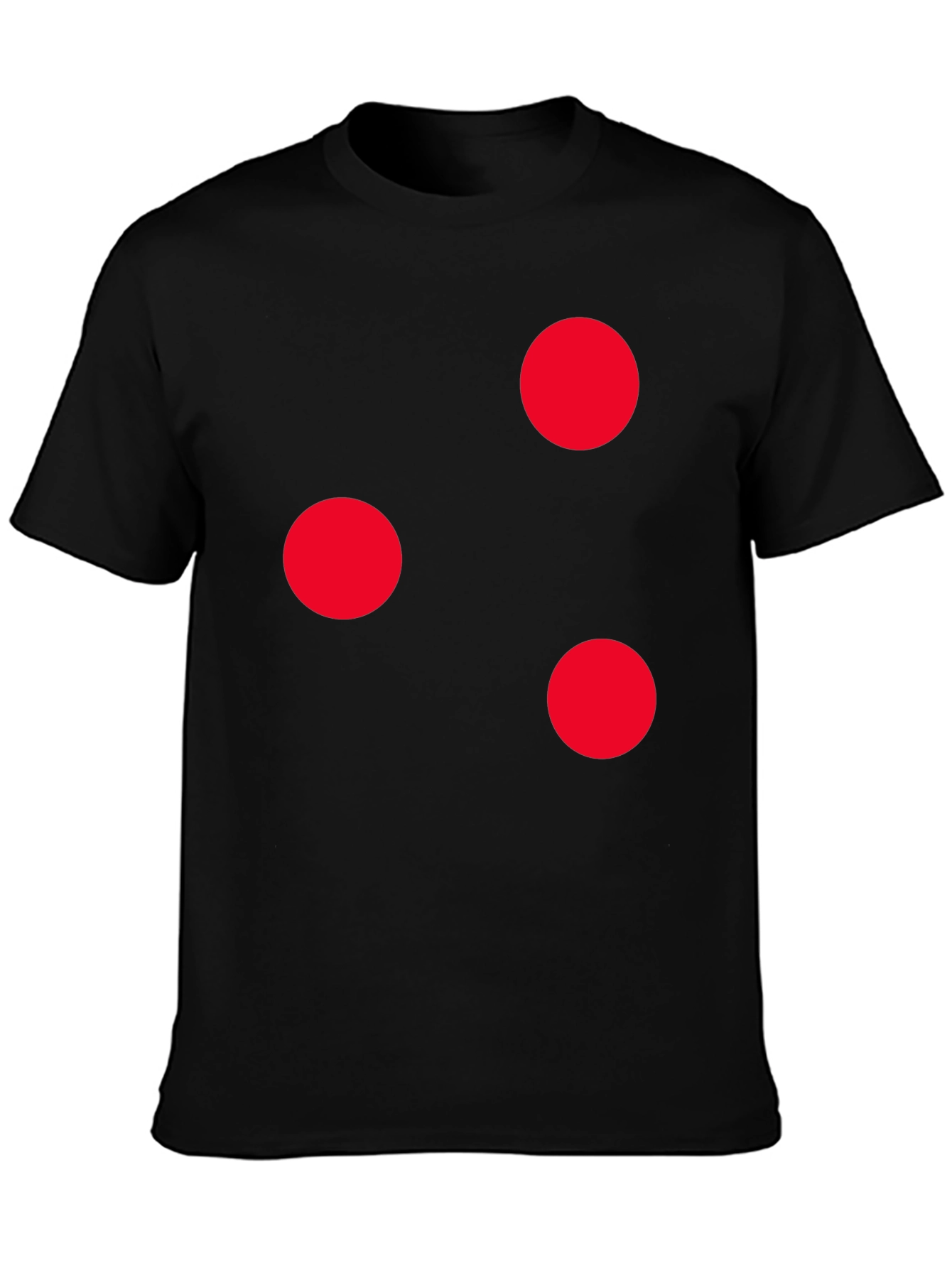 Camiseta Negra con Círculos Rojos Casual