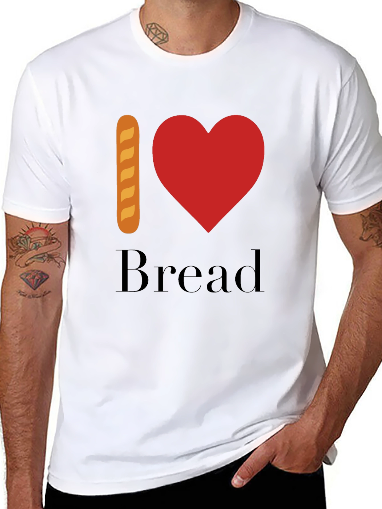 Camiseta Hombre Negra - I Love Bread