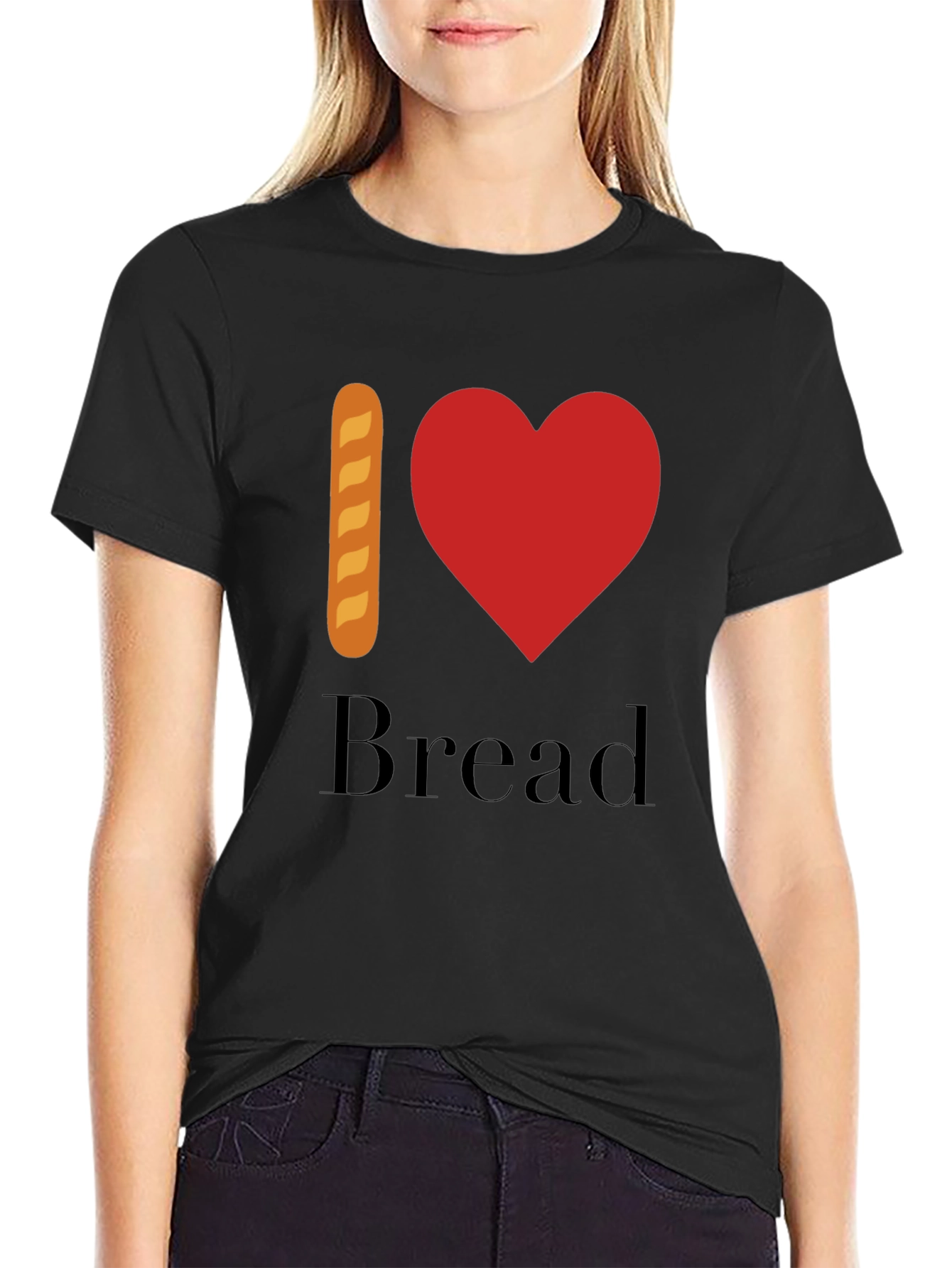 Camiseta Hombre Negra - I Love Bread
