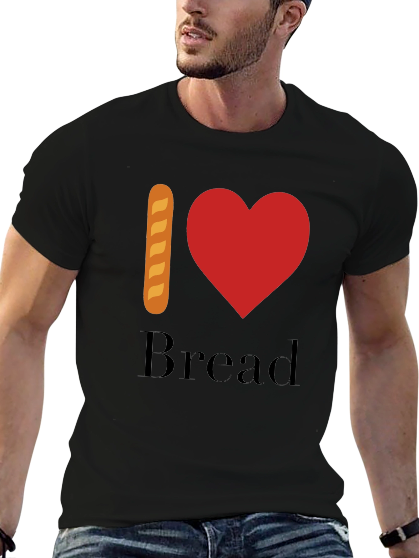 Camiseta Hombre Negra - I Love Bread