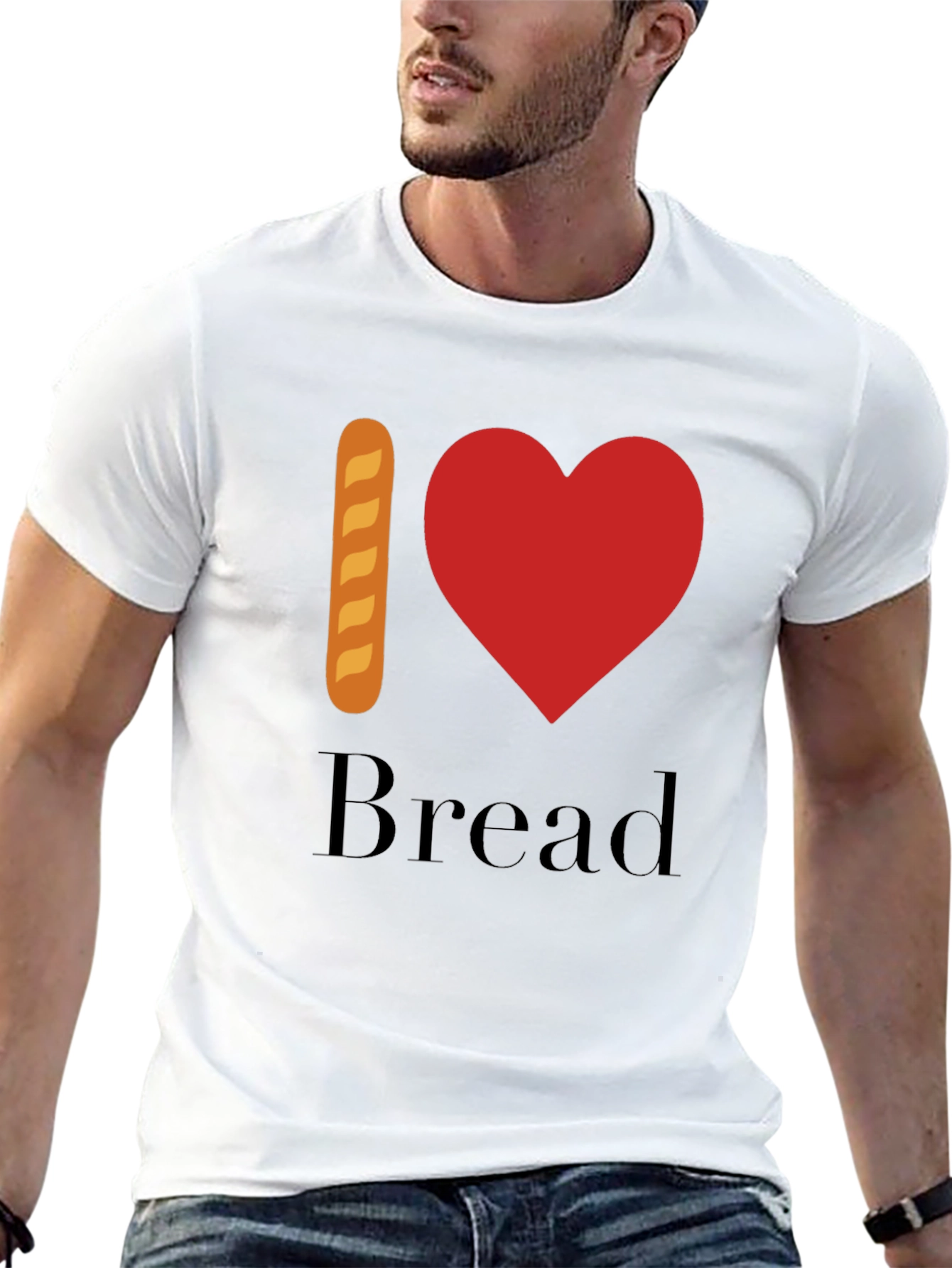 Camiseta Hombre Negra - I Love Bread