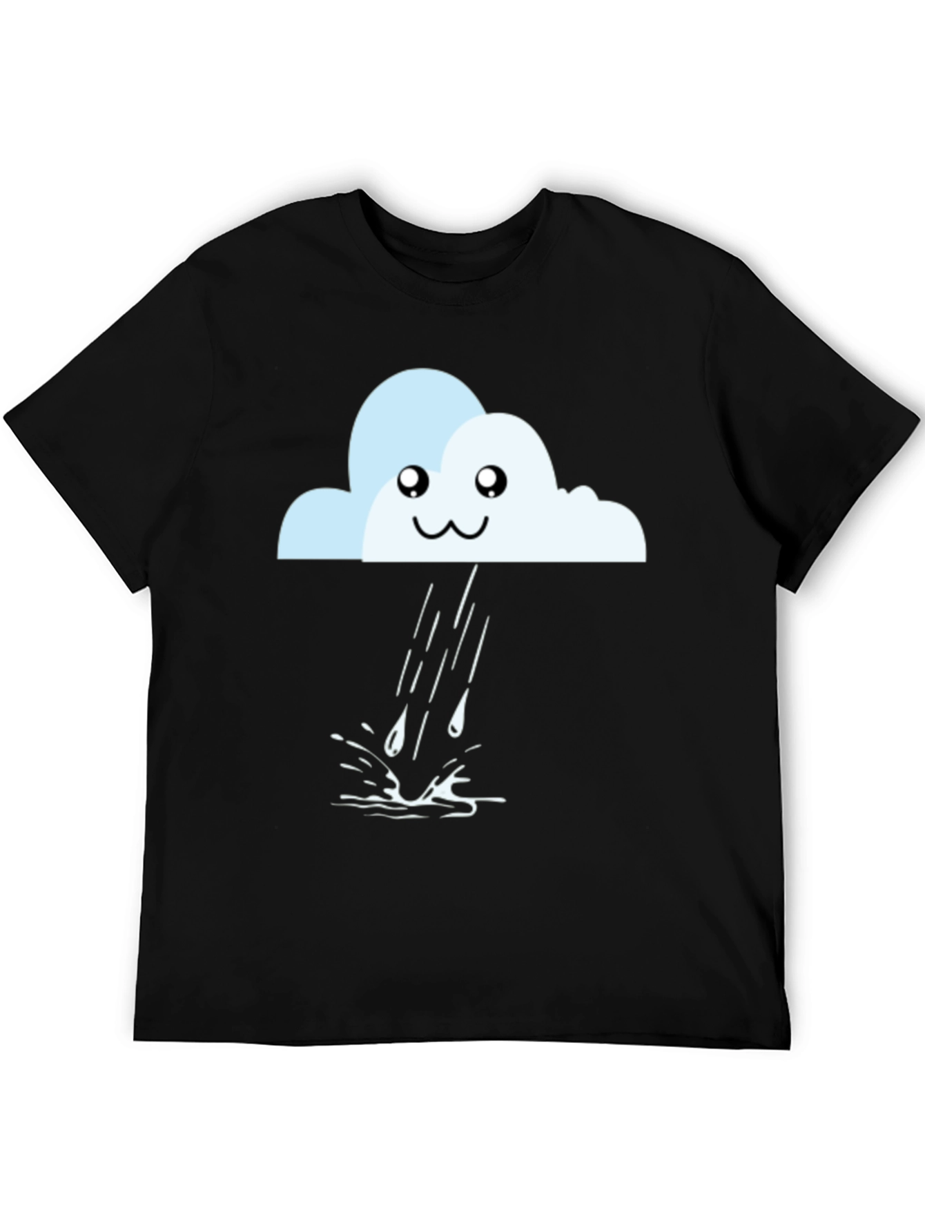 Camiseta Negra con Nube Lluviosa Kawaii