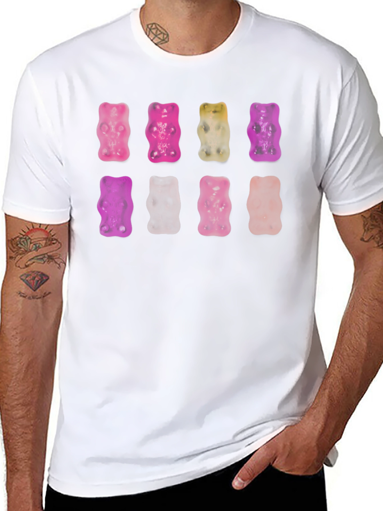 Camiseta Negra con Ositos de Gominola