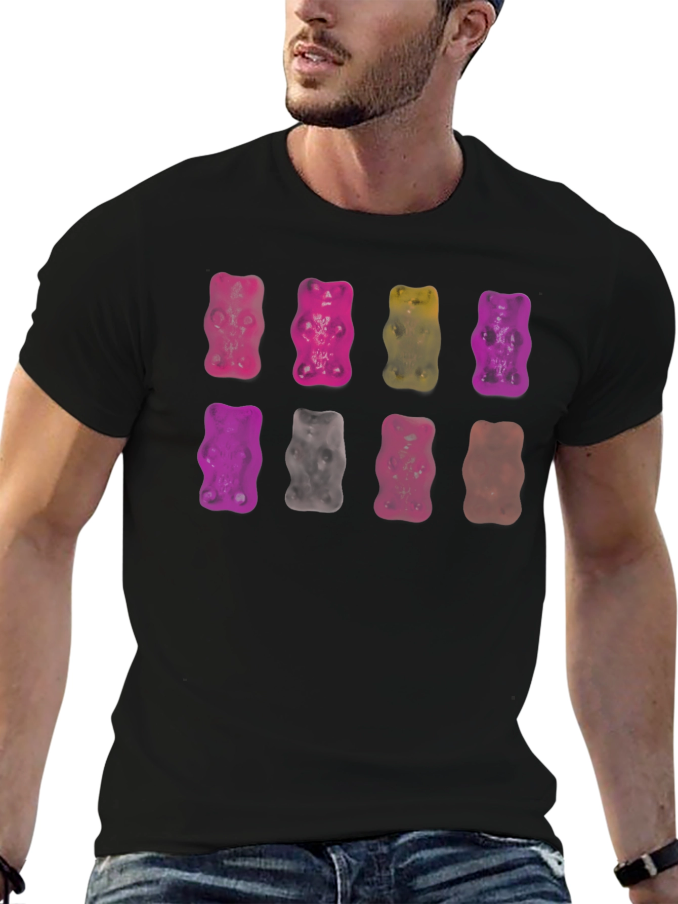 Camiseta Negra con Ositos de Gominola