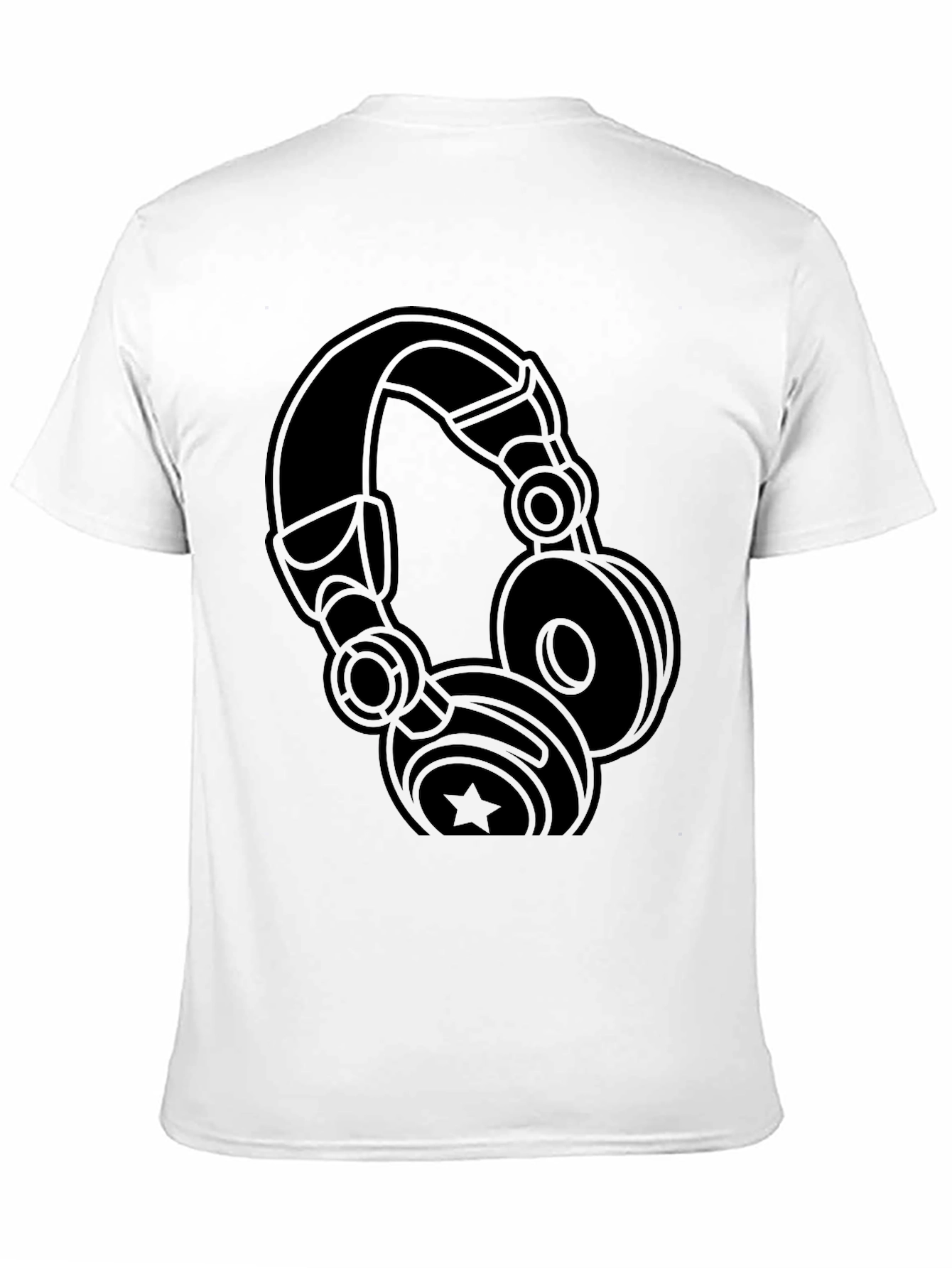 Camiseta Negra con Diseño de Audífonos Estilizados