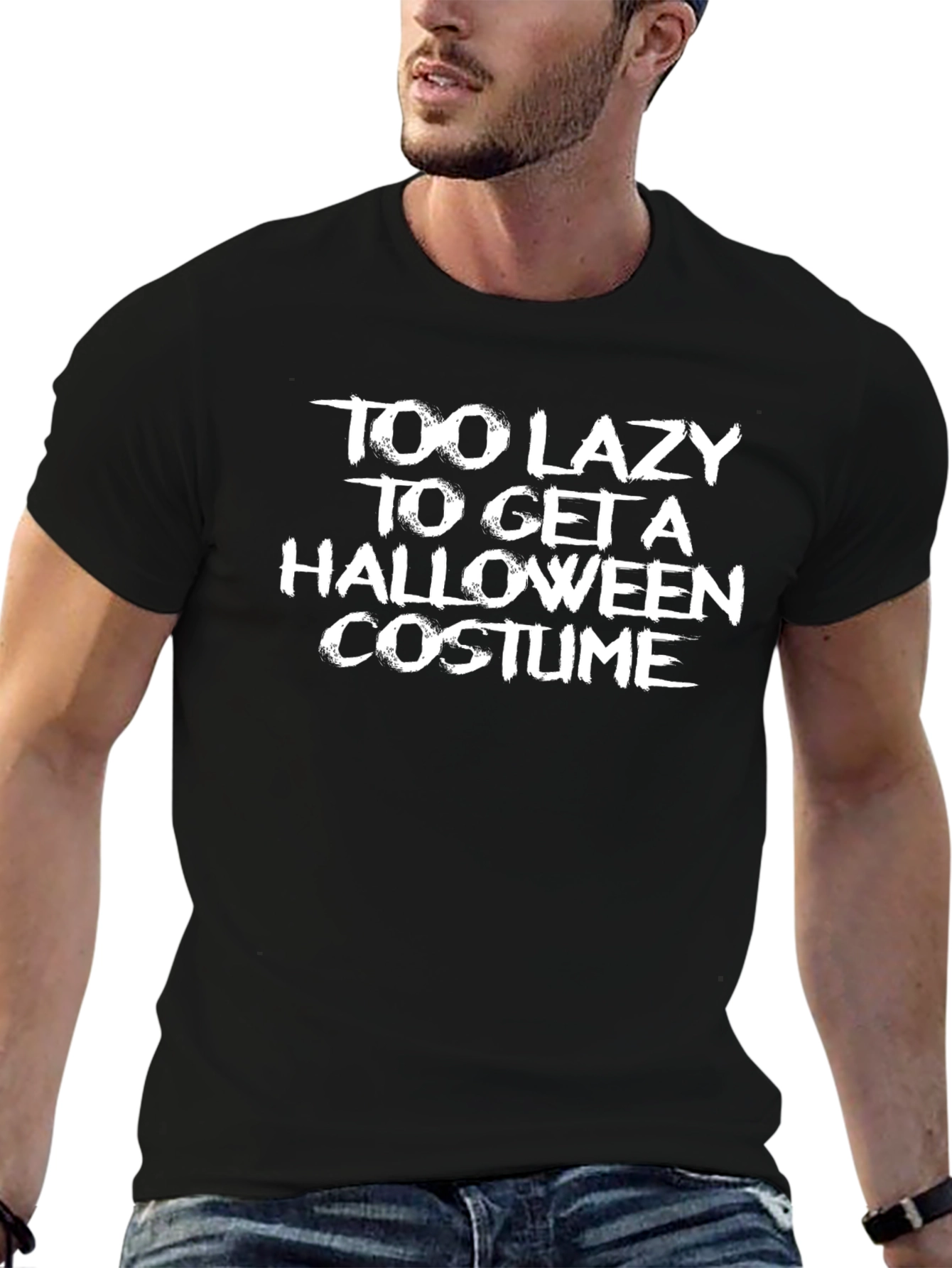 Camiseta Negra Humor Halloween - Demasiado Perezoso
