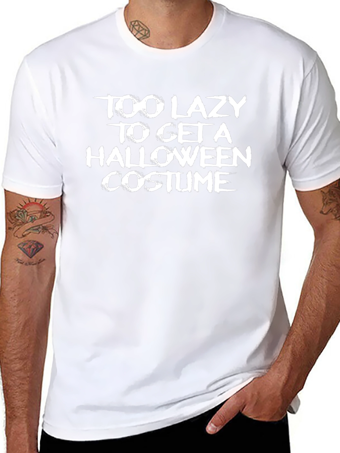 Camiseta Negra Humor Halloween - Demasiado Perezoso