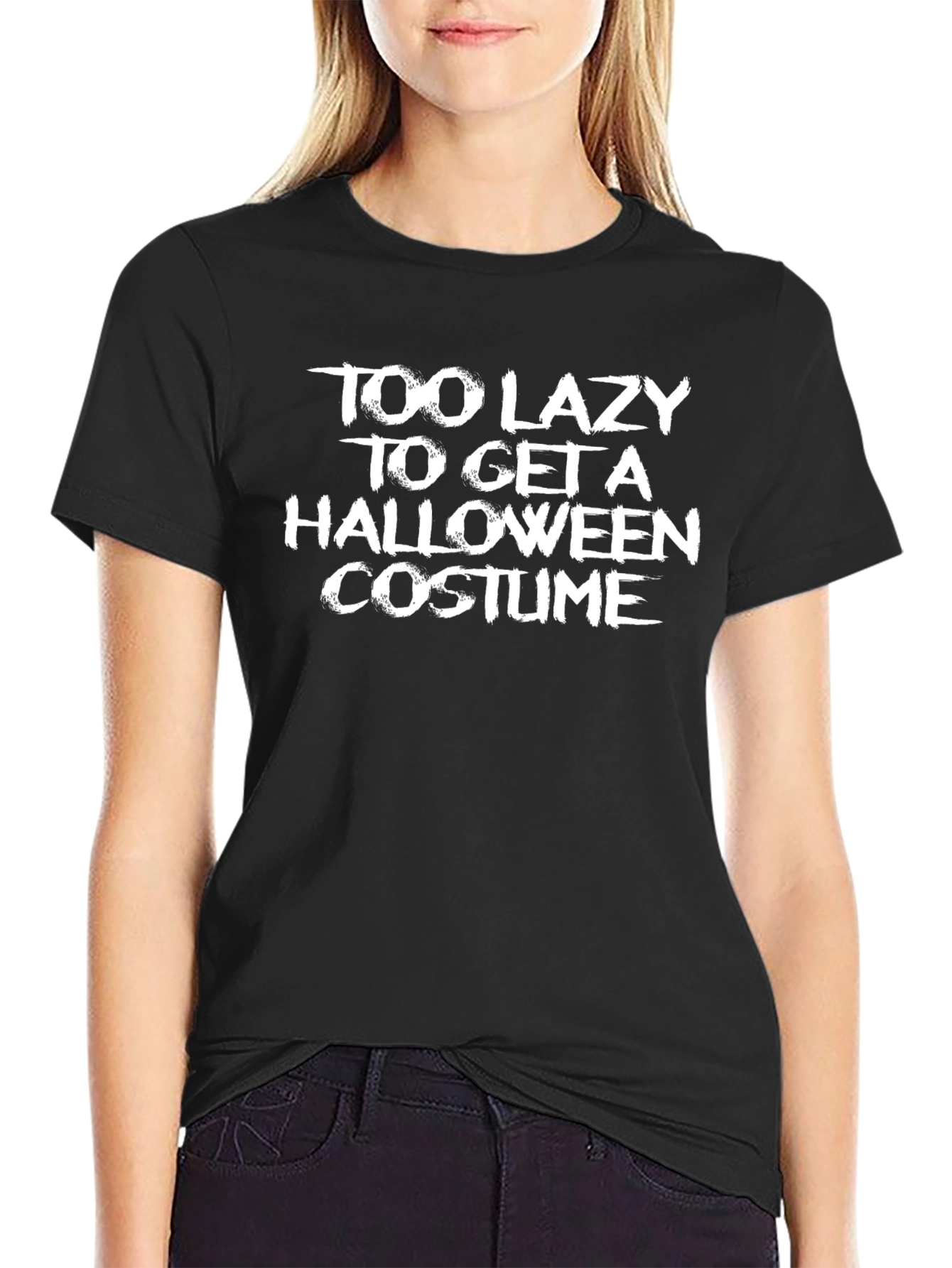 Camiseta Negra Humor Halloween - Demasiado Perezoso