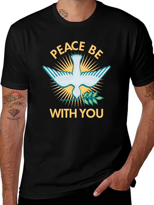 Camiseta Negra Peace Be With You con Paloma