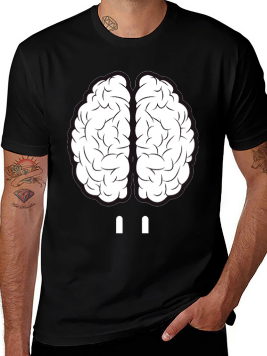 Camiseta Hombre Cerebro Divertido Algodón