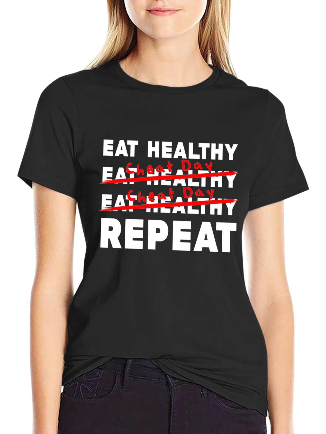 Camiseta Negra: Come Sano Repite