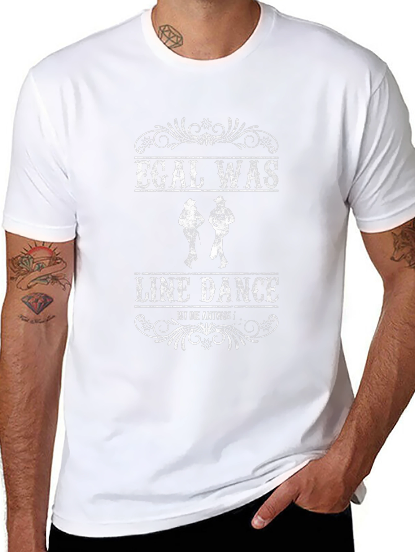 Camiseta Negra con Diseño de Line Dance