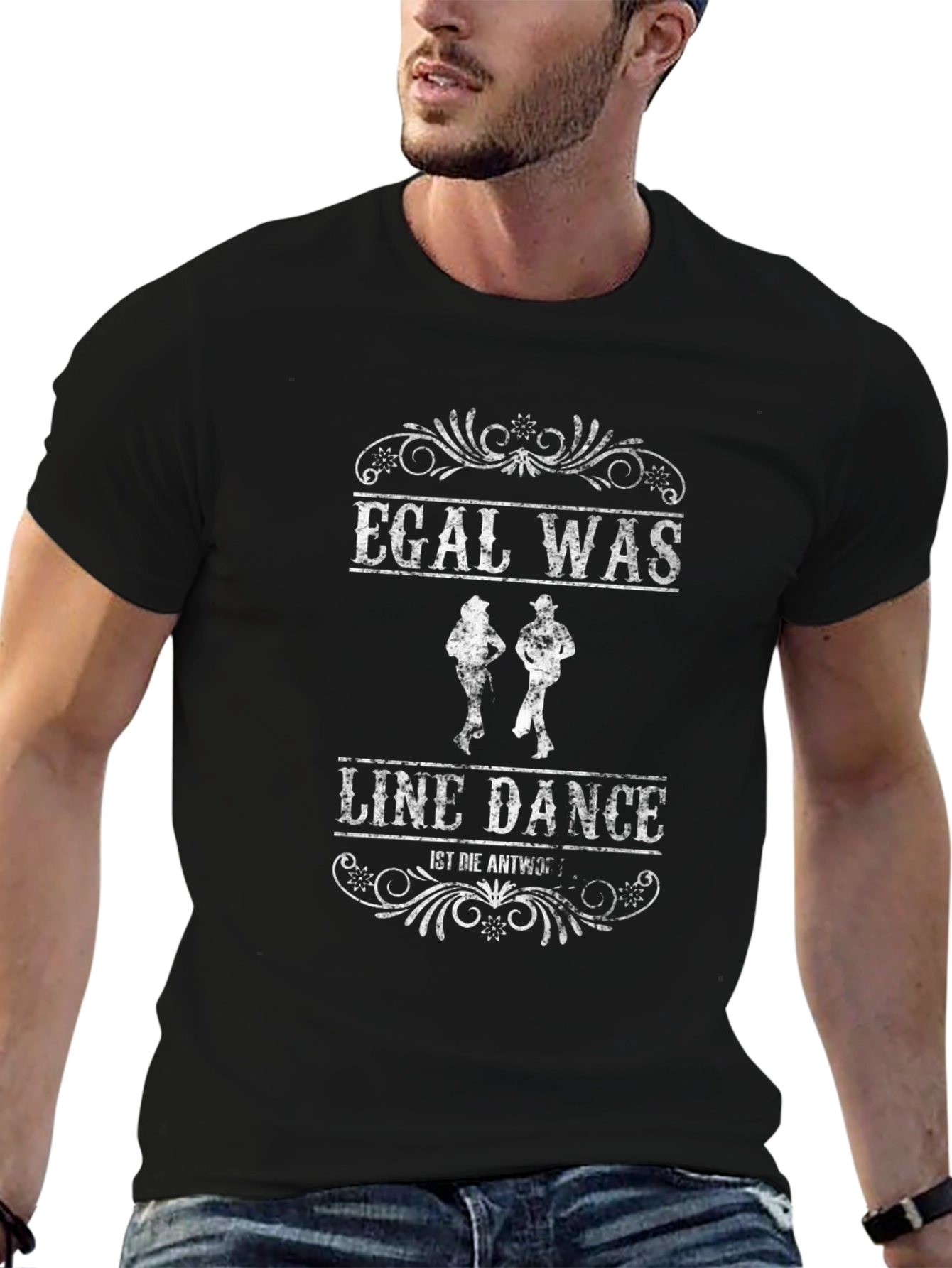 Camiseta Negra con Diseño de Line Dance