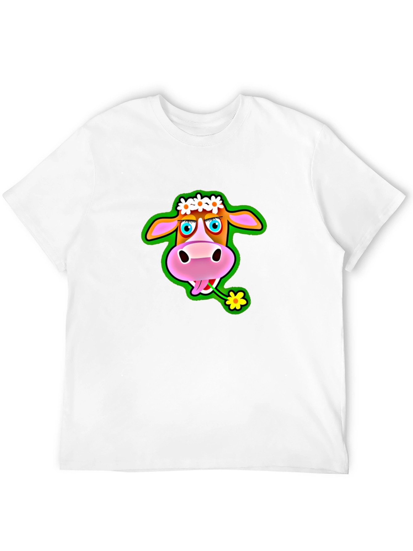 Camiseta Negra con Estampado de Vaca Divertida