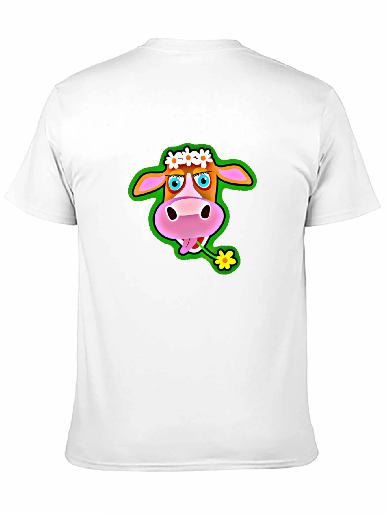 Camiseta Negra con Estampado de Vaca Divertida