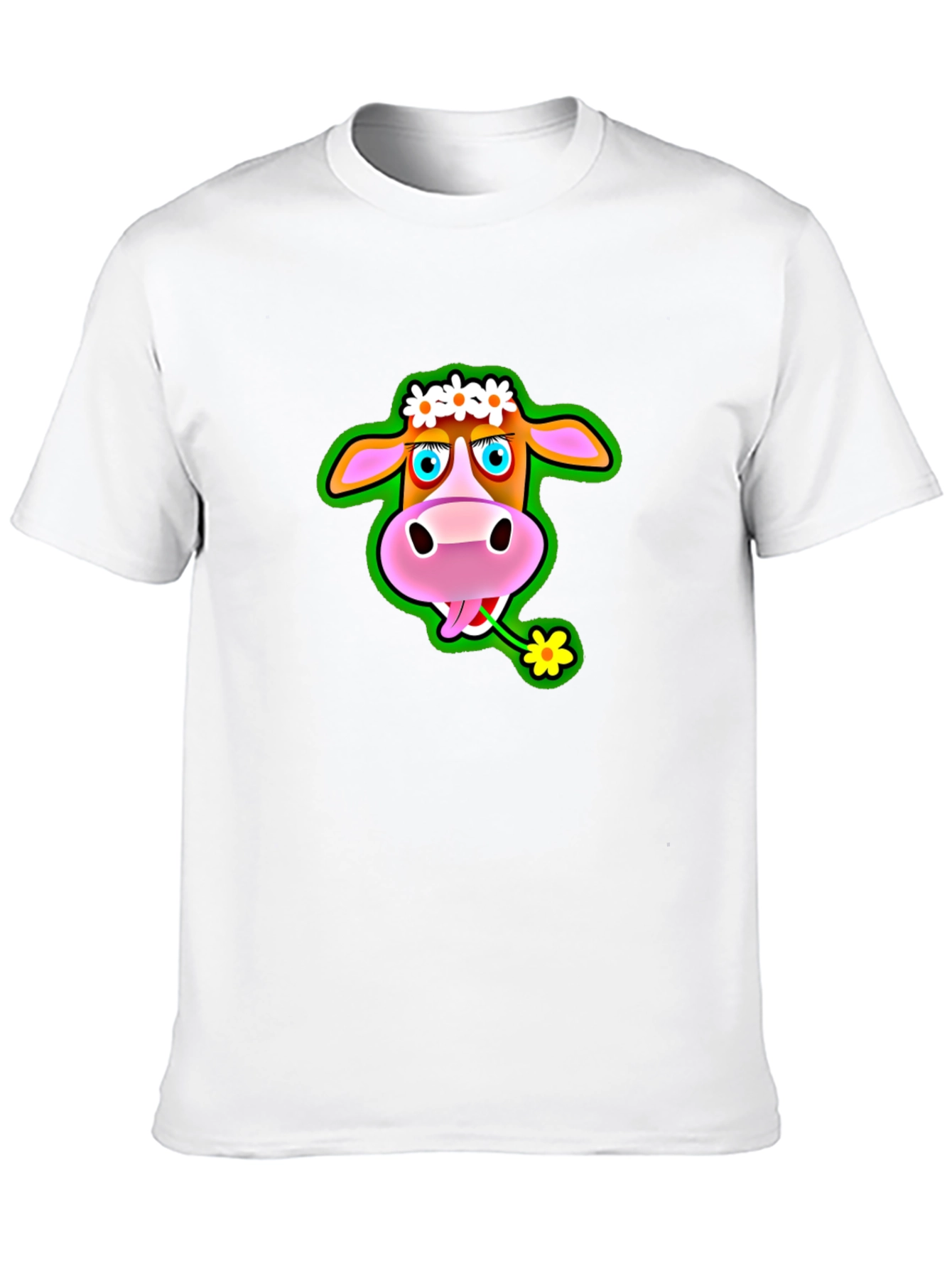 Camiseta Negra con Estampado de Vaca Divertida