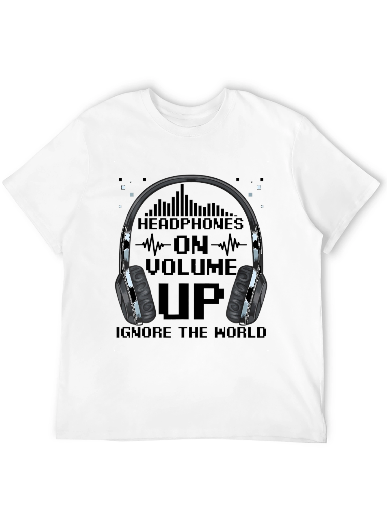 Camiseta Hombre Negra - Headphones On Volume Up