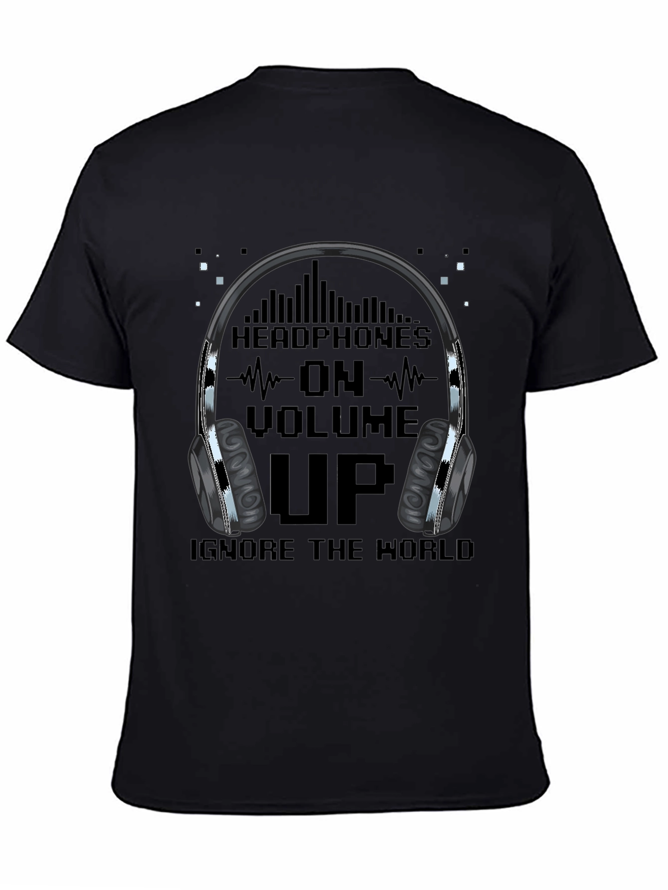 Camiseta Hombre Negra - Headphones On Volume Up