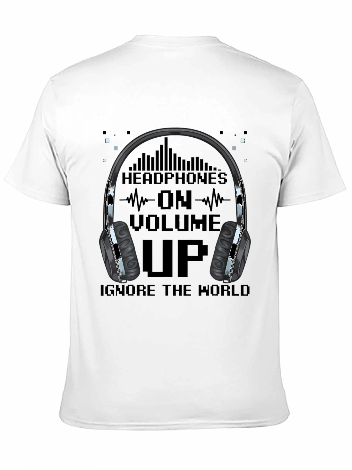 Camiseta Hombre Negra - Headphones On Volume Up