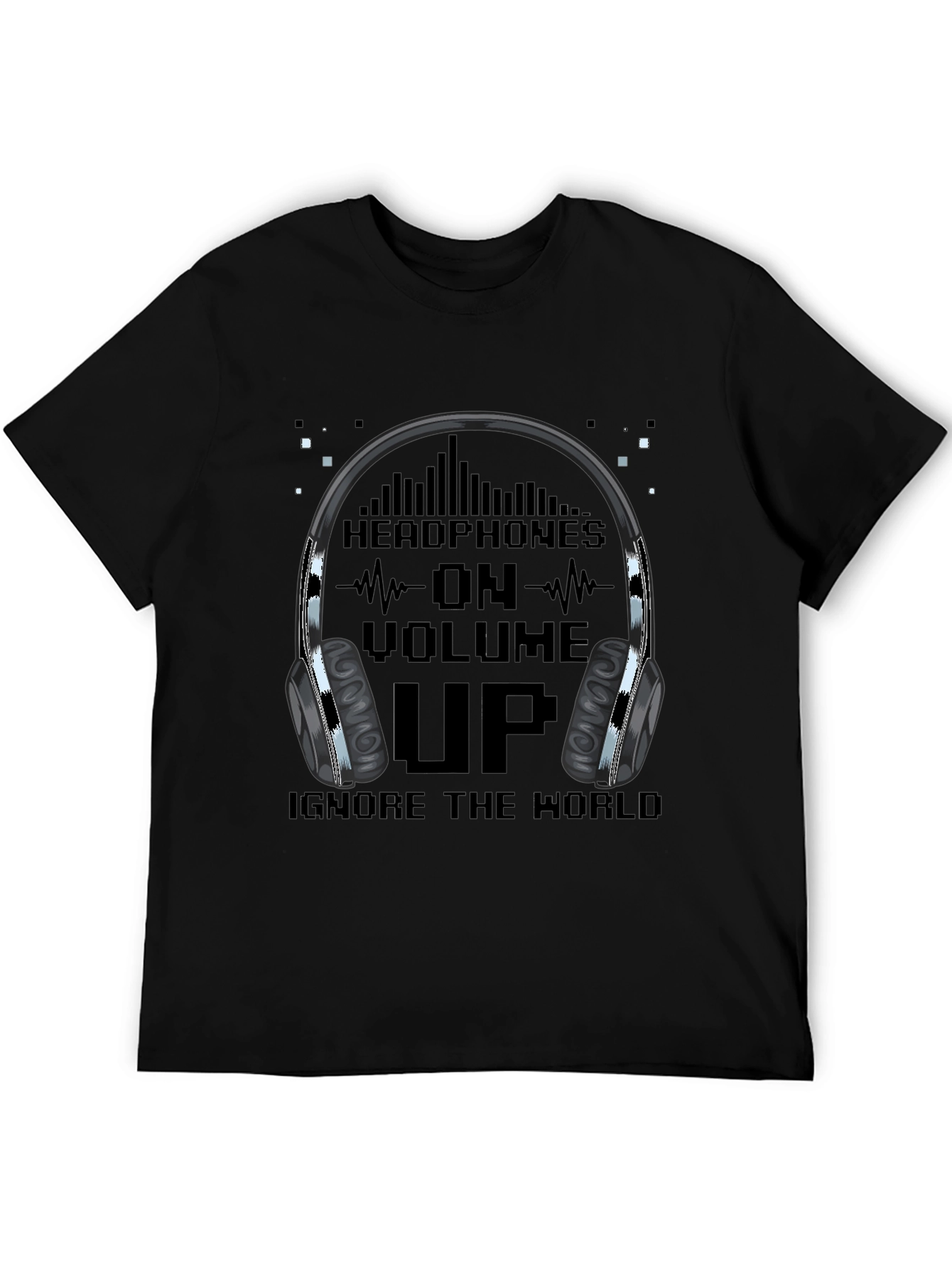 Camiseta Hombre Negra - Headphones On Volume Up
